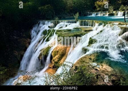 Bella cascata El Meco, Huasteca Potosina, San Luis Potosi, Messico Foto Stock