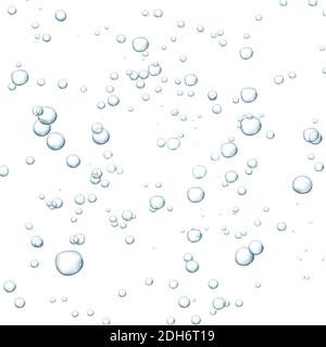 Bolle blu. Scintilla il ruscello sottomarino in acqua, mare, acquario. Pop frizzante e bevanda effervescente. Astrarre le bolle di soda fresca. Illustrazione vettoriale Illustrazione Vettoriale