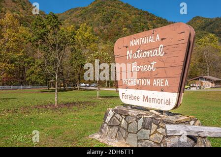 Area ricreativa Ferebee Memorial nella Nantahala National Forest a Bryson City, North Carolina. (STATI UNITI) Foto Stock