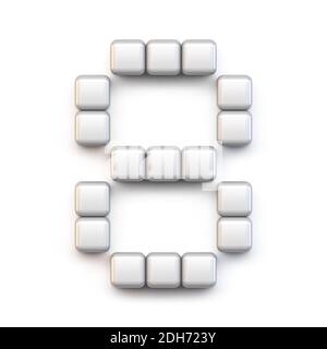 Cubo bianco, font pixel numero OTTO 8 3D Foto Stock