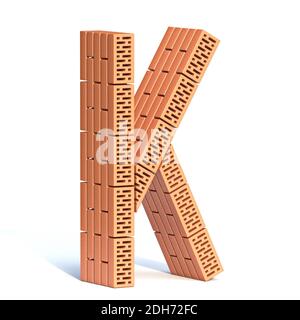 Font Brick Wall lettera K 3D Foto Stock