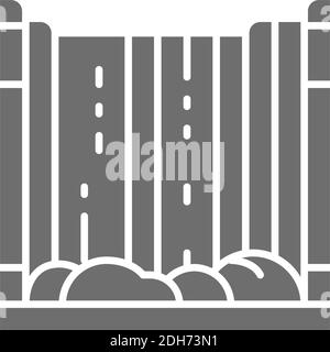 Cascate del Niagara, icona grigia cascata. Isolato su sfondo bianco Illustrazione Vettoriale