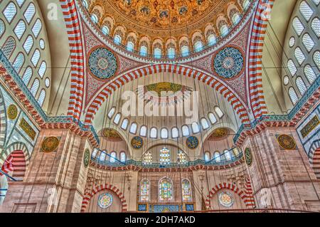Moschea Suleymaniye, Istanbul, immagine HDR Foto Stock