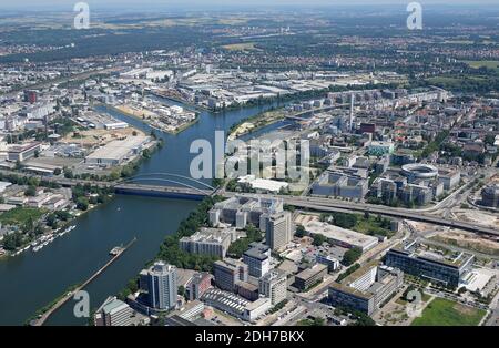 Veduta aerea del Kaiserleibruecke di Offenbach Foto Stock