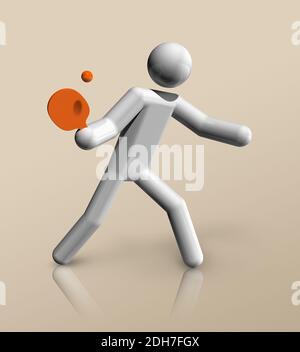 Ping-pong icona 3D, sport olimpici Foto Stock