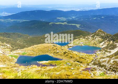 Veduta aerea dei sette laghi di Rila, Bulgaria Foto Stock