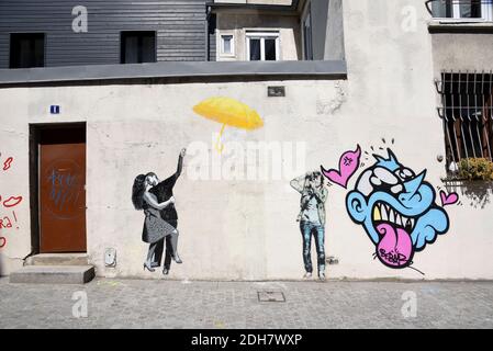 Parigi (Francia): Arte di strada nel quartiere di Butte-aux-Cailles nel 13 ° arrondissement (quartiere) Foto Stock