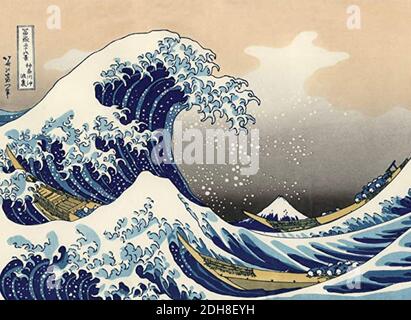 HOKUSAI (1760-1849) artista giapponese che ha creato trentasei visioni del Monte Fuji tra il 1830 e il 1832 circa. La Great Wave Off Kanagawa è la stampa più conosciuta della serie. Foto Stock