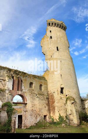 Chateau de Montepilloy, castello registrato come monumento storico nazionale (francese 'monument historique') Foto Stock