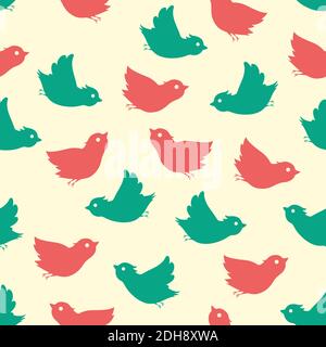 Uccelli volanti motivo senza giunture su sfondo beige Illustrazione Vettoriale