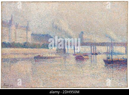 Le rive della Senna a Parigi, dipinto di paesaggio neoimpressionista di Maximilien luce, 1893 Foto Stock