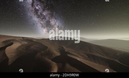 Incredibile modo lattiginoso sulle dune Erg Chebbi nel Deserto del Sahara Foto Stock