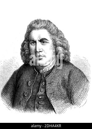 Samuel Johnson, 18 settembre 1709 - 13 dicembre 1784, studioso inglese, lessicografo, scrittore, poeta e critico / Samuel Johnson, 18. Settembre 1709 - 13. Dezember 1784, ein englischer Gelehrter, Lexikograf, Schriftsteller, Dichter und Kristiker, riproduzione storica, digitale migliorata di un originale del 19 ° secolo / digitale Reproduktion einer Originalvorlage aus dem 19. Jahrhundert, Foto Stock