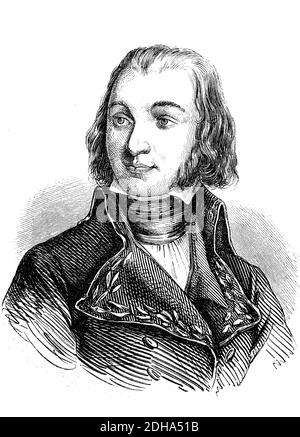 Jean-Baptiste, Comte Jourdan, 29 aprile 1762 – Comte Jourdan, 23 novembre 1833, è stato un ufficiale e comandante dell'esercito francese nel periodo delle Guerre rivoluzionarie/Jean-Baptiste, Comte Jourdan, 29. Aprile 1762- 23. Novembre 1833, war ein französischer Offizier und Heerführer in der Zeit der Revolutionskriege, riproduzione storica, digitale migliorata di un originale del 19 ° secolo / digitale Reproduktion einer Originalvorlage aus dem 19. Jahrhundert, Foto Stock