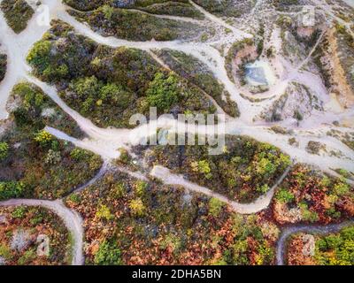 Vecchia area mineraria unita Downs vicino Redruth cornwall uk aereo drone Foto Stock