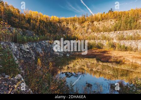 Cava sommersa abbandonata, repubblica Ceca Foto Stock