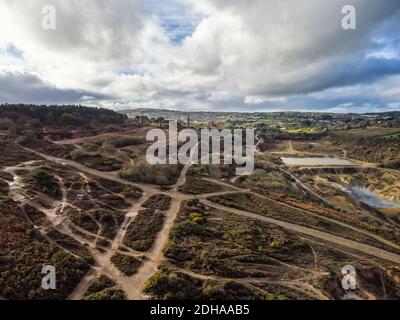 Vecchia area mineraria unita Downs vicino Redruth cornwall uk aereo drone Foto Stock