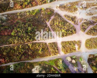 Vecchia area mineraria unita Downs vicino Redruth cornwall uk aereo drone Foto Stock