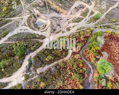 Vecchia area mineraria unita Downs vicino Redruth cornwall uk aereo drone Foto Stock