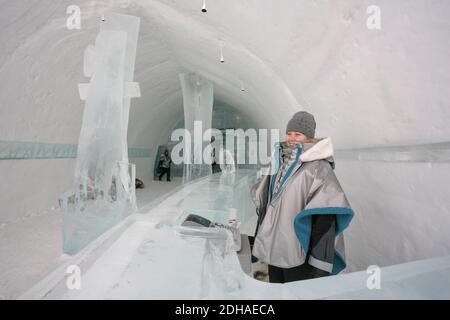 ICE HOTEL, JUKASSJARVI SVEZIA Foto Stock