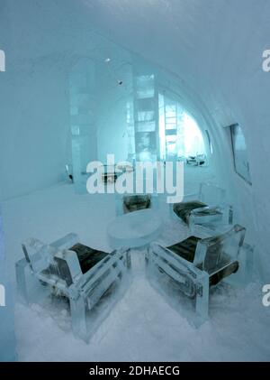 ICE HOTEL, JUKASSJARVI SVEZIA Foto Stock