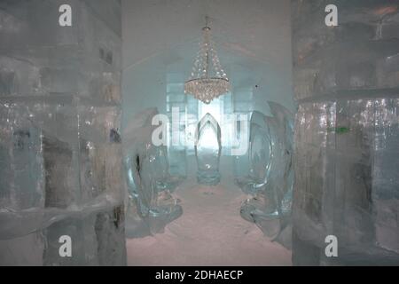ICE HOTEL, JUKASSJARVI SVEZIA Foto Stock
