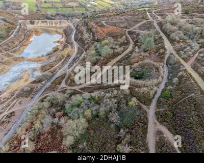 Vecchia area mineraria unita Downs vicino Redruth cornwall uk aereo drone Foto Stock