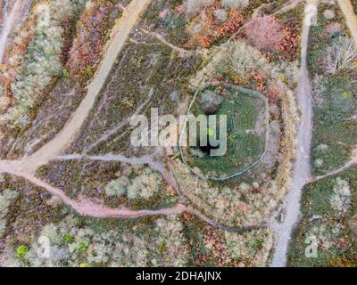 Vecchia area mineraria unita Downs vicino Redruth cornwall uk aereo drone Foto Stock