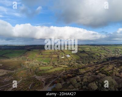 Vecchia area mineraria unita Downs vicino Redruth cornwall uk aereo drone Foto Stock