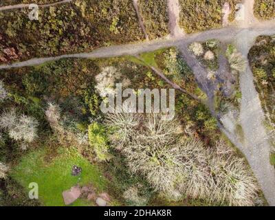 Vecchia area mineraria unita Downs vicino Redruth cornwall uk aereo drone Foto Stock