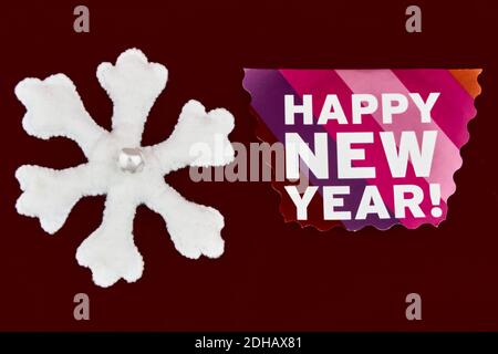 Felice anno nuovo con fiocco di neve Foto Stock