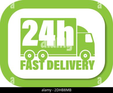 icona di consegna rapida o rapida 24 ore con carrello di consegna illustrazione vettoriale Illustrazione Vettoriale