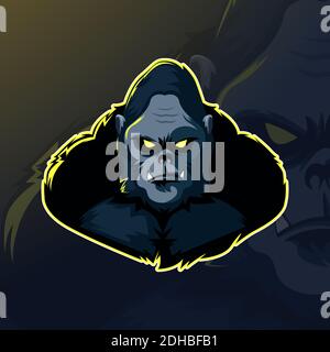 Gorilla game player mascotte sport logo design Illustrazione Vettoriale