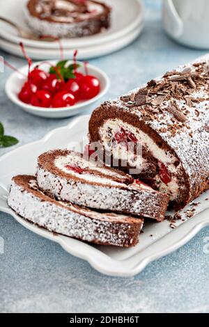 Black Forest swiss roll Foto Stock