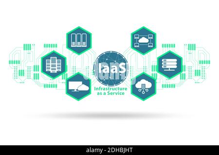 Infrastruttura come concetto di servizio nel mondo digitale Foto Stock