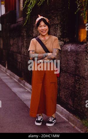 Ritratto di persone, stile streetstyle di persone reali a Tokyo Foto Stock