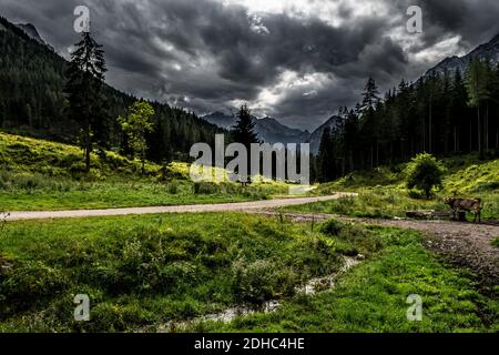 Abbandonata Ghavel Road attraverso il Parco Nazionale Gesaeuse nelle Alpi Ennstaler In Austria Foto Stock