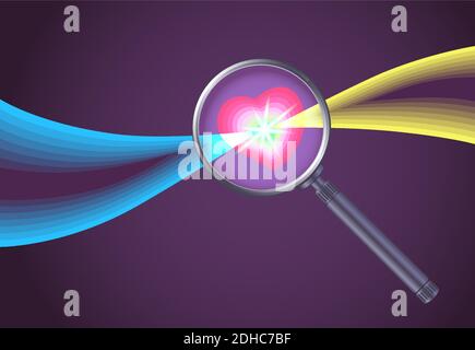 Concezione e metafora visiva del cuore splendente con Flash. Illustrazione Vettoriale