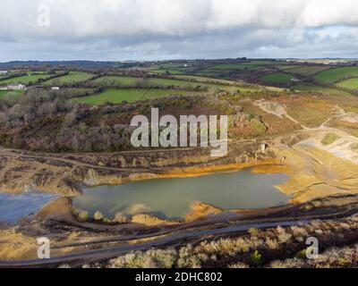 Vecchia area mineraria unita Downs vicino Redruth cornwall uk aereo drone Foto Stock