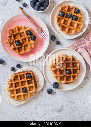 Salutari waffle OAT senza glutine. Copia spazio Foto Stock