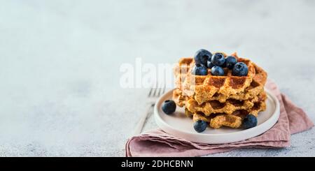 Salutari waffle OAT senza glutine. Copia spazio Foto Stock