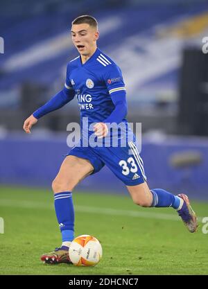 Luke Thomas di Leicester City durante la partita UEFA Europa League Group G al King Power Stadium di Leicester. Foto Stock