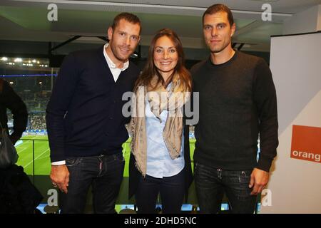 Exclusif - Sylvain Armand, Gaetane Thiney et Remy Vercoutre assistent au Match de Football France-Bielorussie dans le salon Orange a St-Denis, Francia, le 10 Ottobre 2017. Foto di Jerome Domine/ABACAPRESS.COM Foto Stock