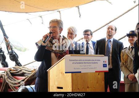 Genevieve Darrieussecq , segretario di Stato agli eserciti, a Rochefort-sur-mer, Francia, il 27 ottobre 2017. Foto di Arnault Serriere/ABACAPRESS.COM Foto Stock