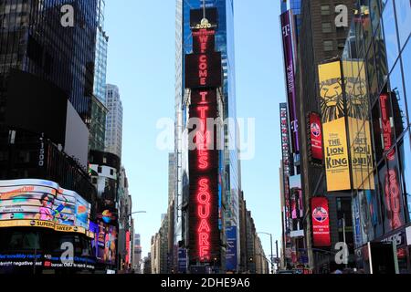 One Times Square, Welcome Billboard, Manhattan, New York City, USA Foto Stock