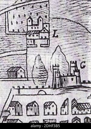 La chiesa di Santa Maria di Gesù in una stampa del 1770. Foto Stock