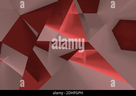Un'illustrazione vettoriale della carta da parati rossa con forme triangolari. Sfondo gradiente lineare Foto Stock