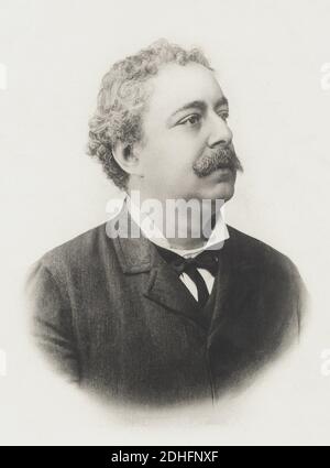 IL più celebre scrittore italiano EDMONDO DE AMICIS ( 1846 - 1908 ) , autore del libro CUORE ( 1866 ) - SCRITTORE - LETTERATURA - LETTERATURA - Letterato - ritratto - ritratto - profilo - colletto - colletto - cravatta - papillon - cravatta - baffi - baffi --- Archivio GBB Foto Stock