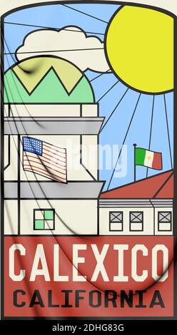 3D la guarnizione di Calexico (California), STATI UNITI D'AMERICA. 3D'illustrazione. Foto Stock