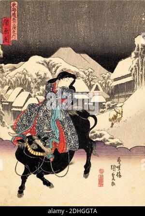 Kunisada, Kambara dalla serie cinquantatre stazioni del Tokaido con bellezze, 1848. Foto Stock